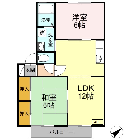 米子市三本松のアパートの間取り