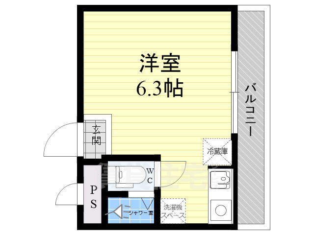 京都市伏見区深草仙石屋敷町のマンションの間取り