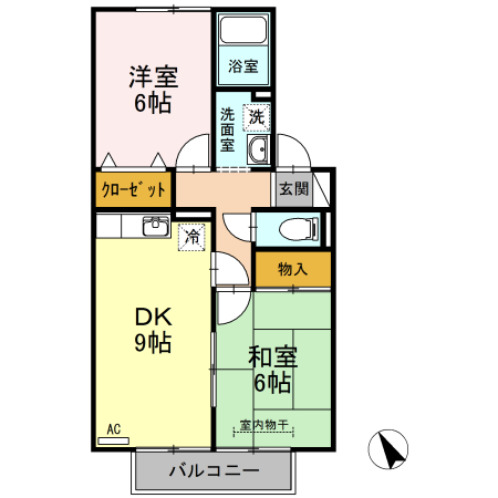 米子市上福原のアパートの間取り