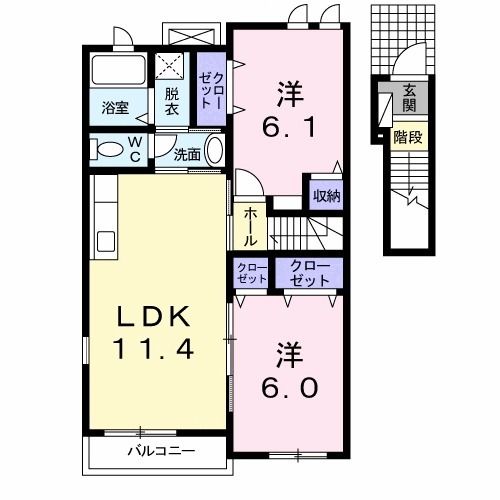 【前橋市元総社町のアパートの間取り】