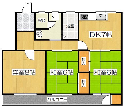 京都市伏見区醍醐下山口町のマンションの間取り