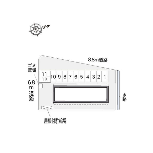 【レオパレスエヌエスの駐車場】