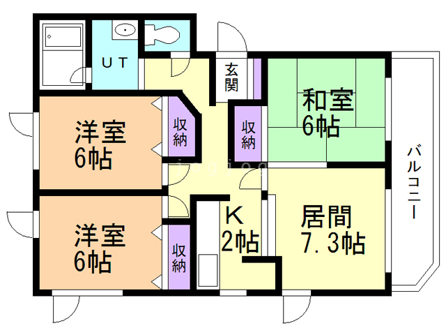 札幌市手稲区富丘四条のマンションの間取り