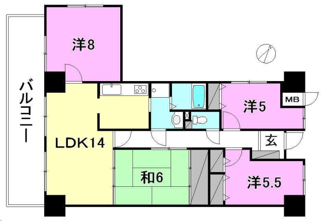 松山市衣山のマンションの間取り