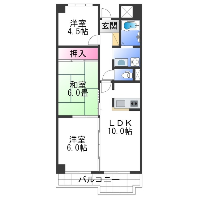 和歌山市元町奉行丁のマンションの間取り