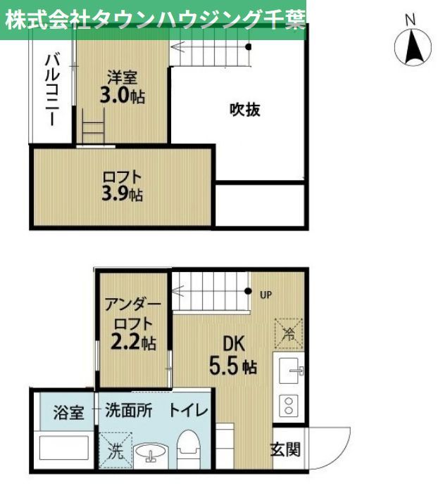 千葉市中央区東千葉のアパートの間取り