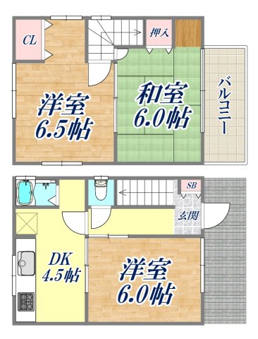 冨井貸家の間取り