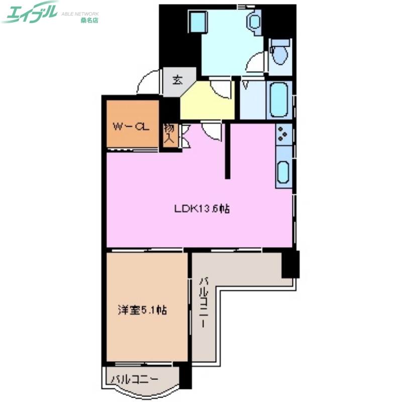 桑名市駅元町のマンションの間取り