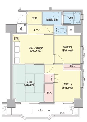 横浜若葉台第1　3-3号棟の間取り