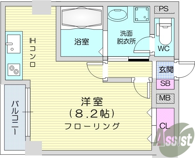 仙台市青葉区通町のマンションの間取り