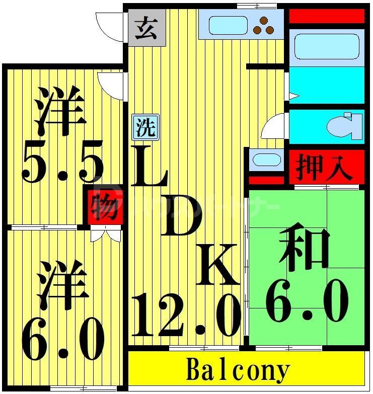 足立区保木間のアパートの間取り