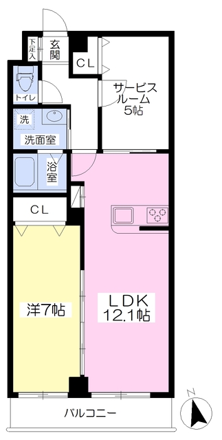 東大阪市稲田新町のマンションの間取り