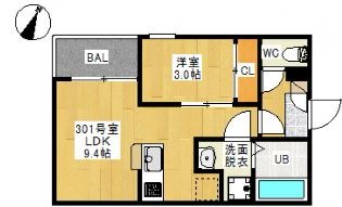 倉敷市西阿知町のアパートの間取り