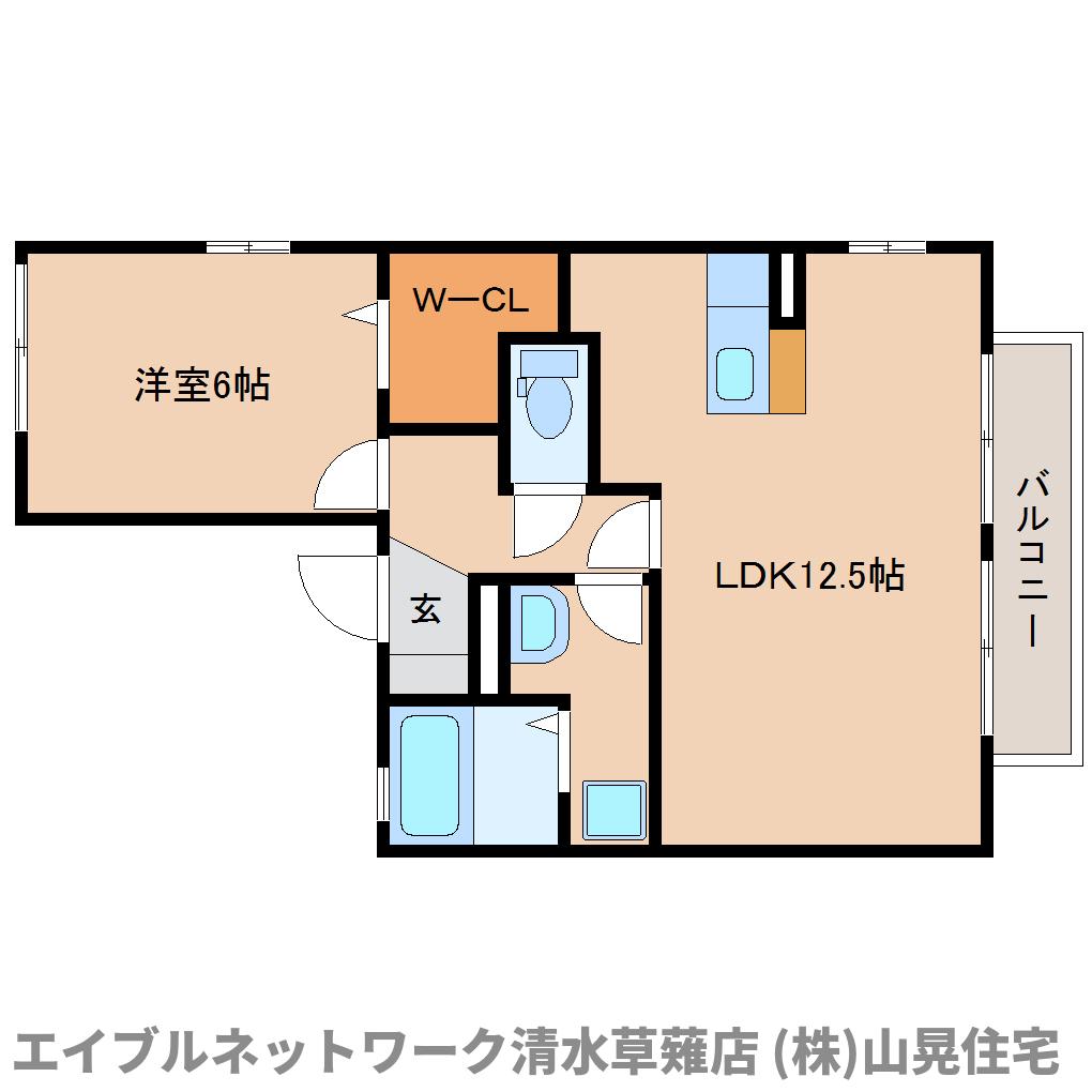 静岡市葵区南瀬名町のアパートの間取り