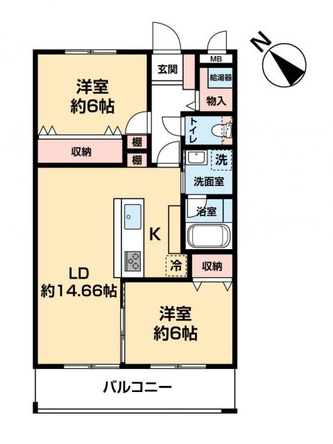 豊橋市東雲町のマンションの間取り