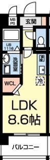 熊本市中央区世安町のマンションの間取り