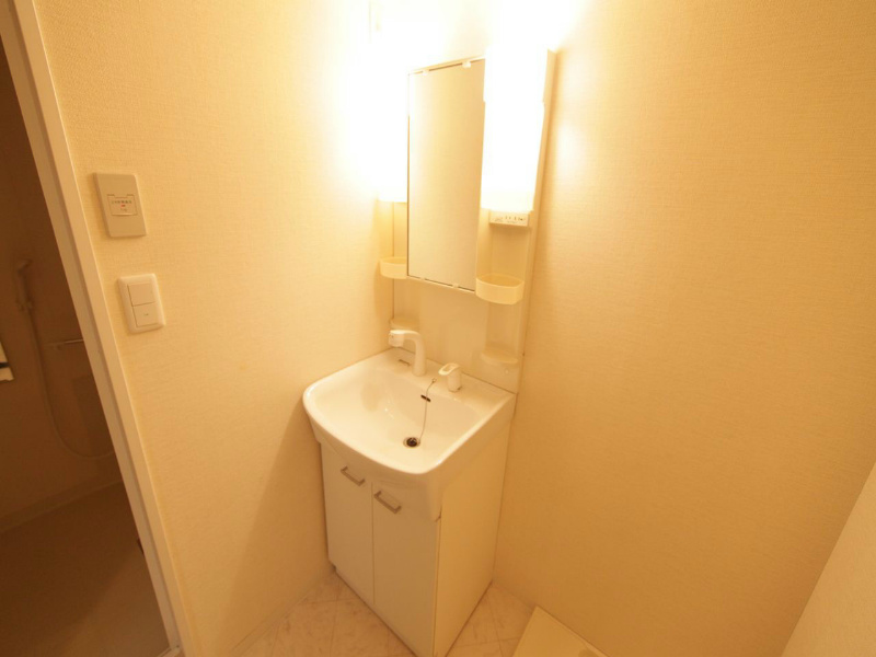 洗面設備　脱衣所　独立洗面台（シャンプードレッサー付）収納スペース有