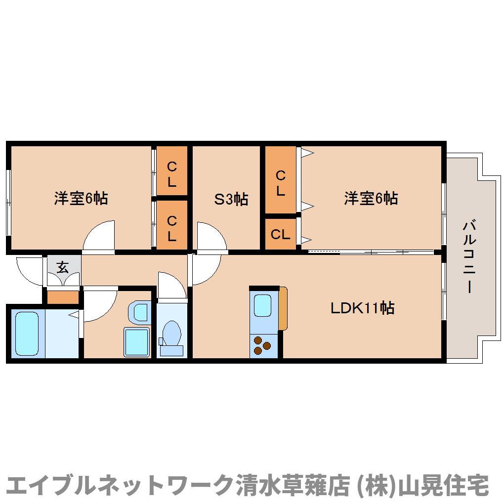 静岡市清水区馬走のマンションの間取り