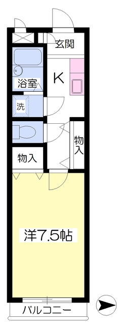 仙台市若林区新弓ノ町のマンションの間取り