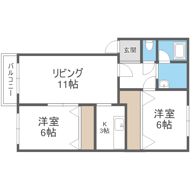 札幌市豊平区中の島二条のアパートの間取り