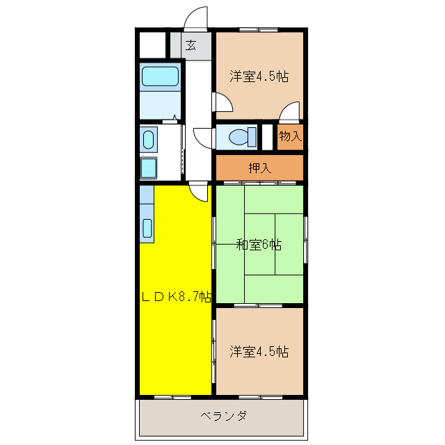 関市巾のマンションの間取り