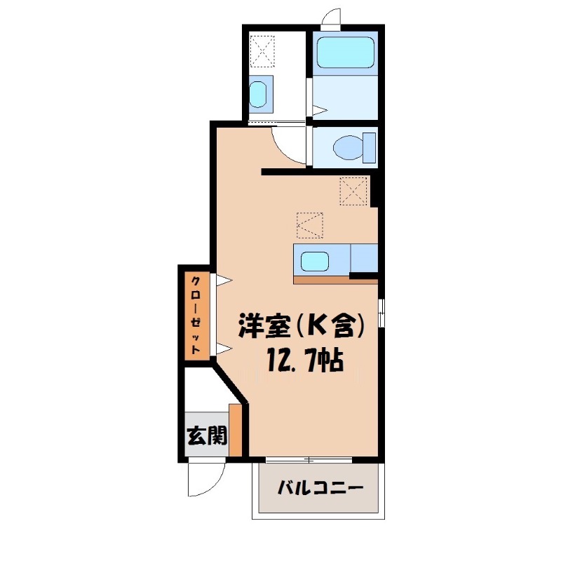 栃木市日ノ出町のアパートの間取り