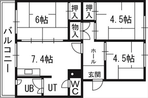 札幌西月寒団地４号棟の間取り