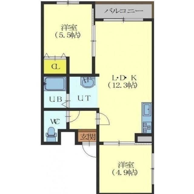 函館市宝来町のマンションの間取り