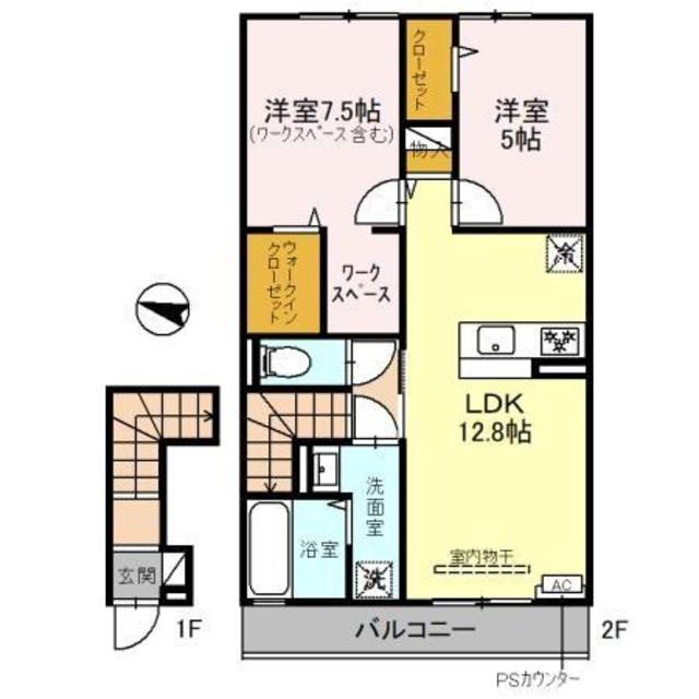 京都市右京区嵯峨釈迦堂門前瀬戸川町のアパートの間取り