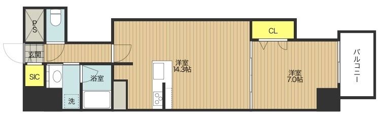 大阪市中央区北浜東のマンションの間取り