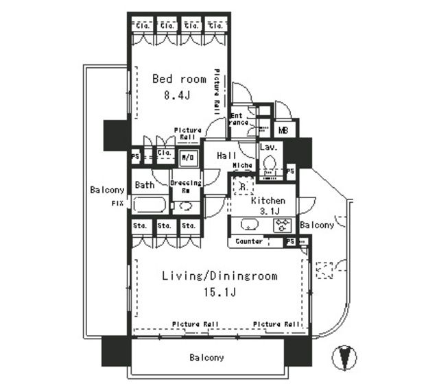 【新宿区四谷のマンションの間取り】