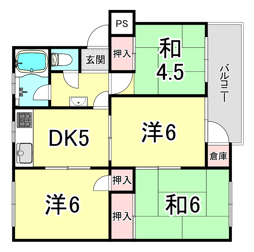 神陵台東住宅56号棟の間取り