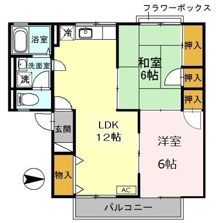 姫路市中地のアパートの間取り