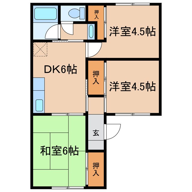 上田市大屋のアパートの間取り