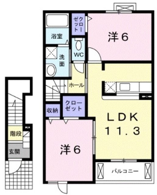 川越市大字大仙波新田のアパートの間取り