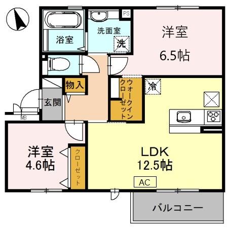 八尾市高美町のアパートの間取り