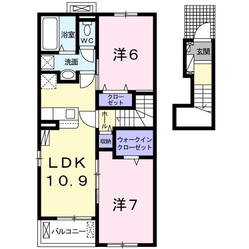 中津川市千旦林のアパートの間取り