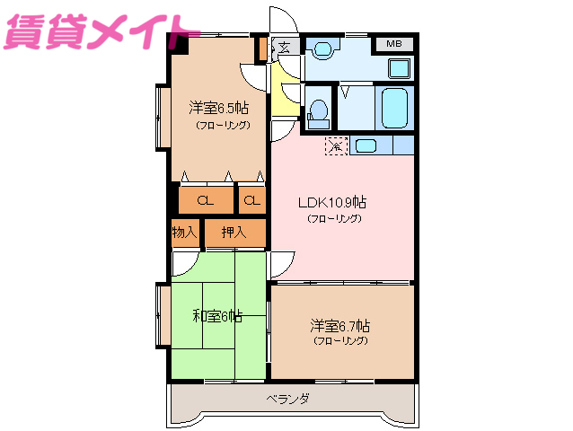 伊勢市神久のマンションの間取り