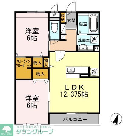 茅ヶ崎市下町屋のアパートの間取り