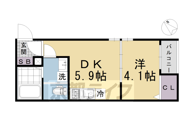 京都市伏見区石田大山町のアパートの間取り