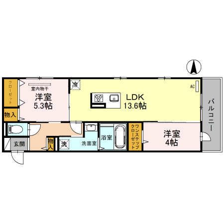 堺市美原区北余部西のアパートの間取り