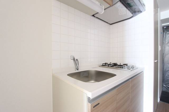 キッチン　単身向けでも２口ガスコンロついてます