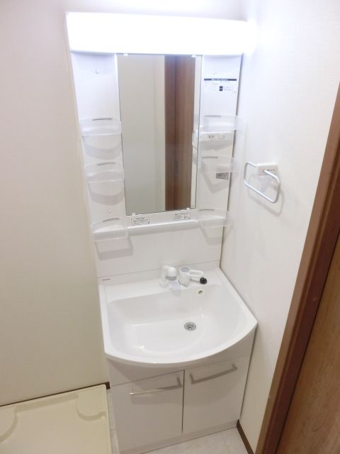 洗面設備　大きな洗面ボウルで朝の身支度もはかどりますね