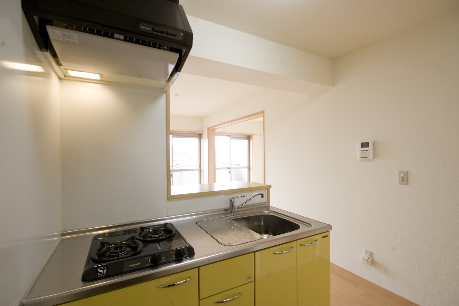 キッチン　対面キッチン　2口コンロ付