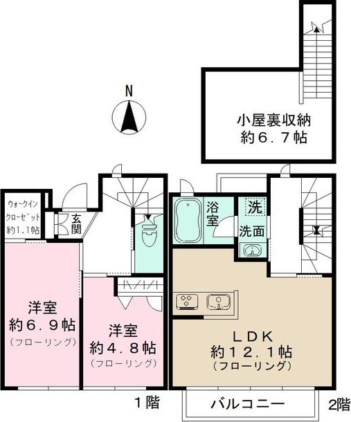 京王線 桜上水駅 徒歩11分 2階建 築4年の間取り写真