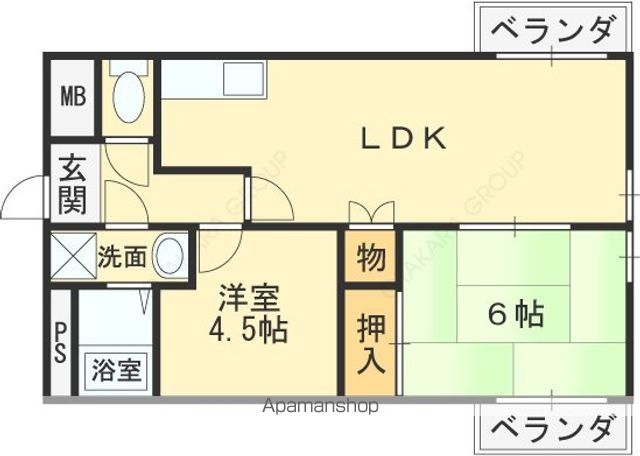 ＪＲ関西本線 八尾駅 徒歩9分 3階建 築38年の間取り写真