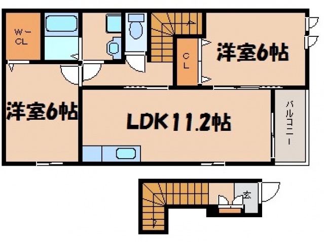 安芸郡坂町小屋浦のアパートの間取り