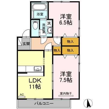 コスモタウン　A棟の間取り