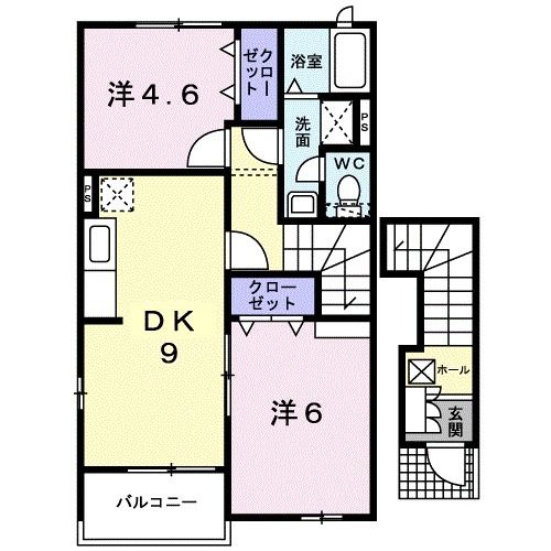 ハイツ　バラノキ３７３の間取り