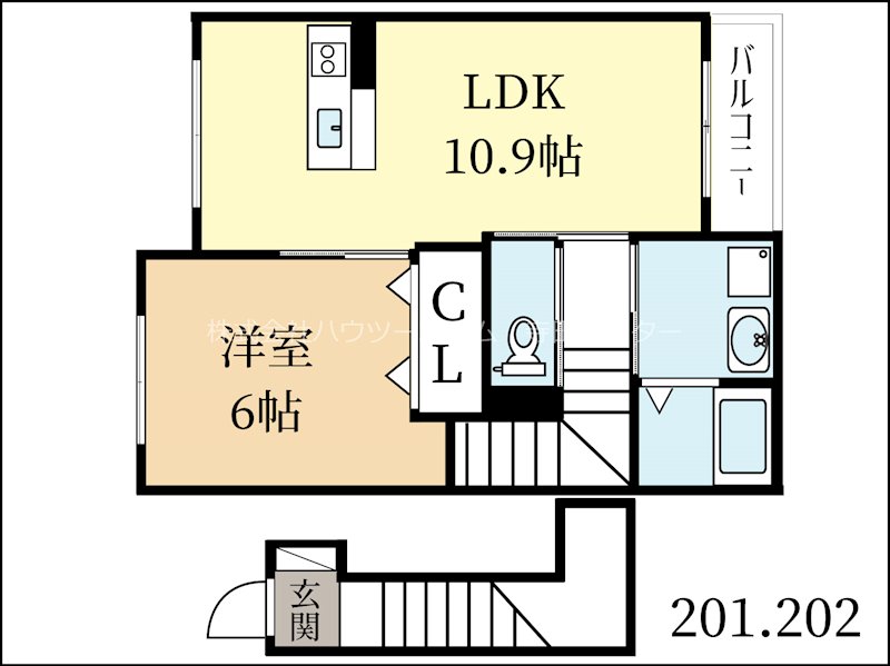 城陽市平川のアパートの間取り